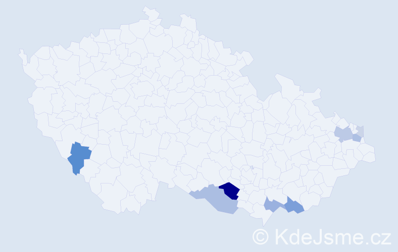 Příjmení: 'Porzer', počet výskytů 19 v celé ČR