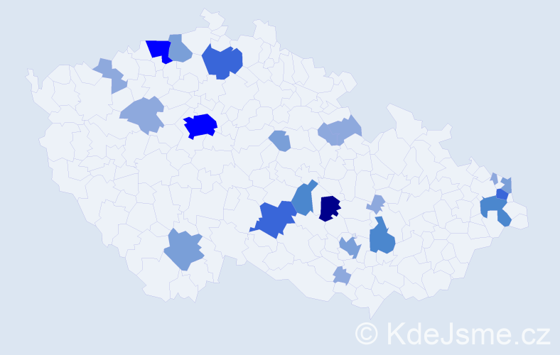 Příjmení: 'Roudenský', počet výskytů 55 v celé ČR
