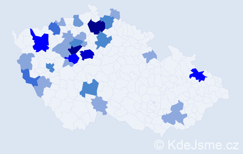 Příjmení: 'Borč', počet výskytů 98 v celé ČR