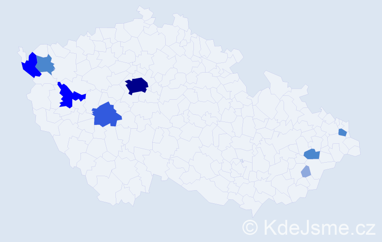 Příjmení: 'Čmok', počet výskytů 23 v celé ČR