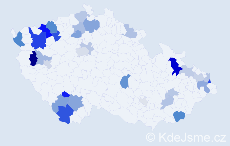 Příjmení: 'Kočan', počet výskytů 63 v celé ČR