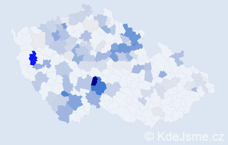 Příjmení: 'Kačer', počet výskytů 409 v celé ČR
