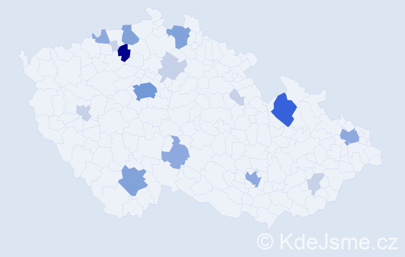 Příjmení: 'Kimmer', počet výskytů 45 v celé ČR