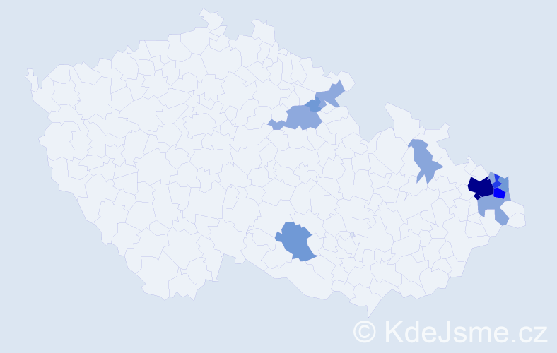 Příjmení: 'Grygerková', počet výskytů 39 v celé ČR
