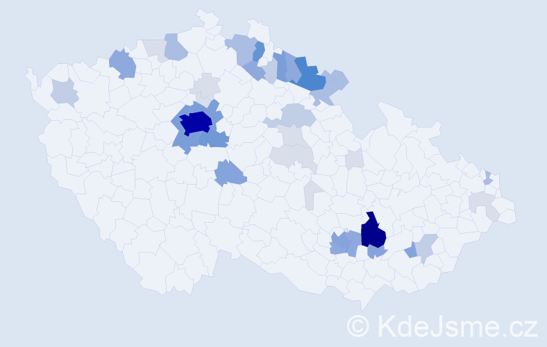 Příjmení: 'Srna', počet výskytů 151 v celé ČR