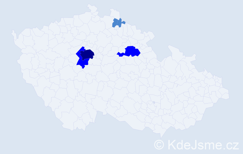 Příjmení: 'Pradlerová', počet výskytů 9 v celé ČR