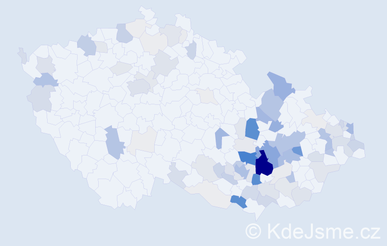 Příjmení: 'Pliska', počet výskytů 358 v celé ČR