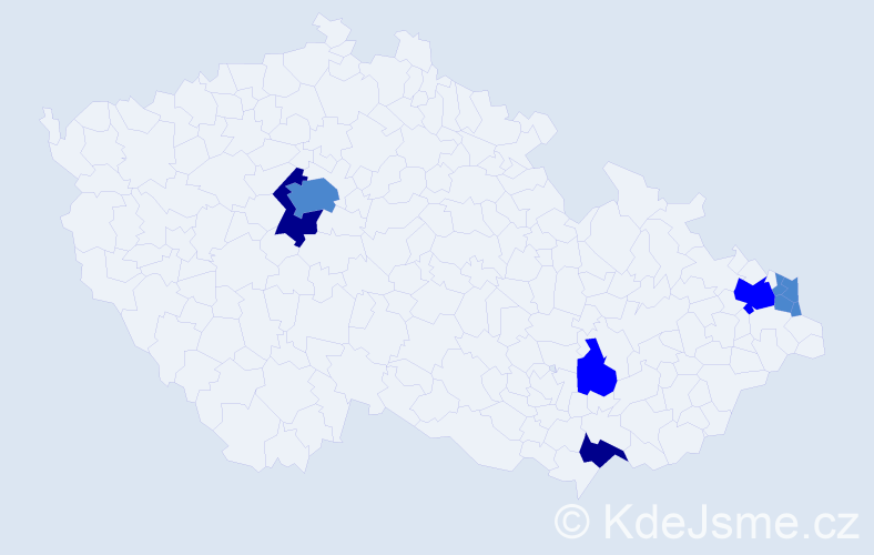 Příjmení: 'Skutecký', počet výskytů 15 v celé ČR
