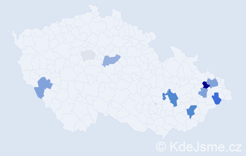 Příjmení: 'Vilčáková', počet výskytů 18 v celé ČR