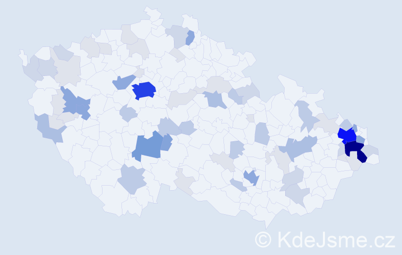Příjmení: 'Adamovský', počet výskytů 203 v celé ČR