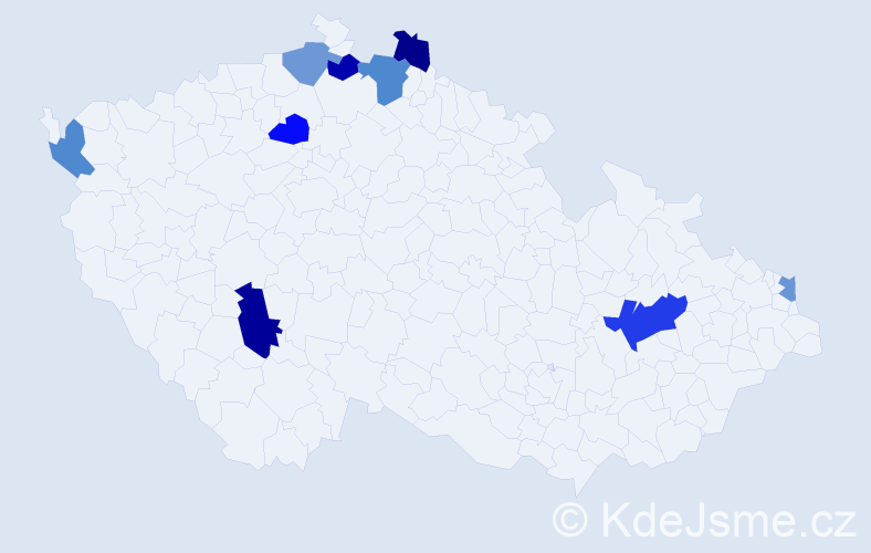 Příjmení: 'Tajbner', počet výskytů 13 v celé ČR