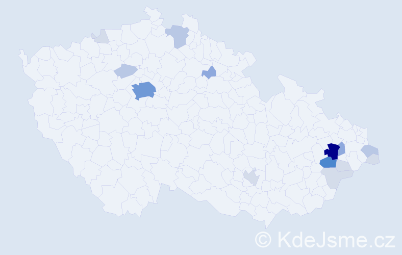 Příjmení: 'Krutilek', počet výskytů 50 v celé ČR