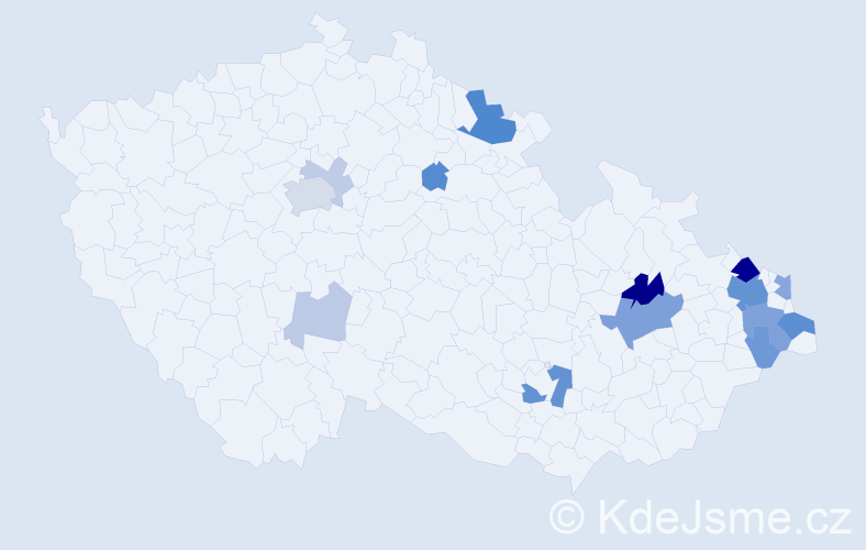 Příjmení: 'Retková', počet výskytů 46 v celé ČR