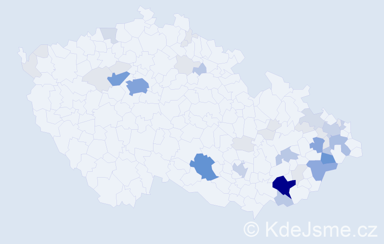 Příjmení: 'Kedroňová', počet výskytů 147 v celé ČR