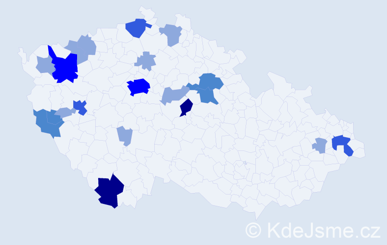 Příjmení: 'Mitro', počet výskytů 44 v celé ČR