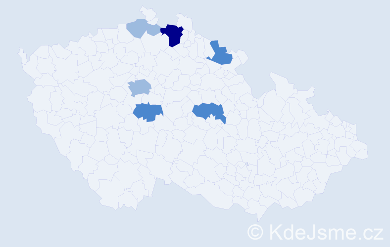 Příjmení: 'Vychroňová', počet výskytů 13 v celé ČR