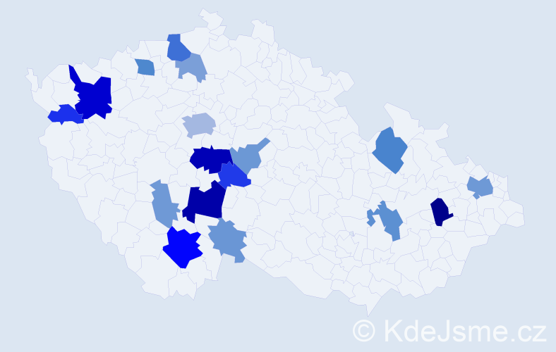 Příjmení: 'Hazmuková', počet výskytů 43 v celé ČR