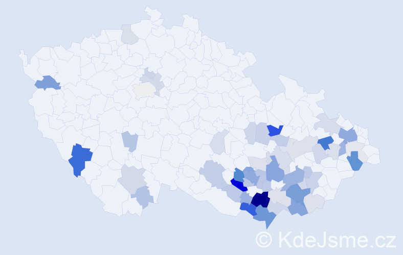 Příjmení: 'Malinka', počet výskytů 175 v celé ČR