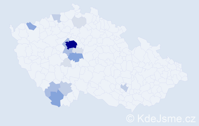 Příjmení: 'Bažilová', počet výskytů 50 v celé ČR