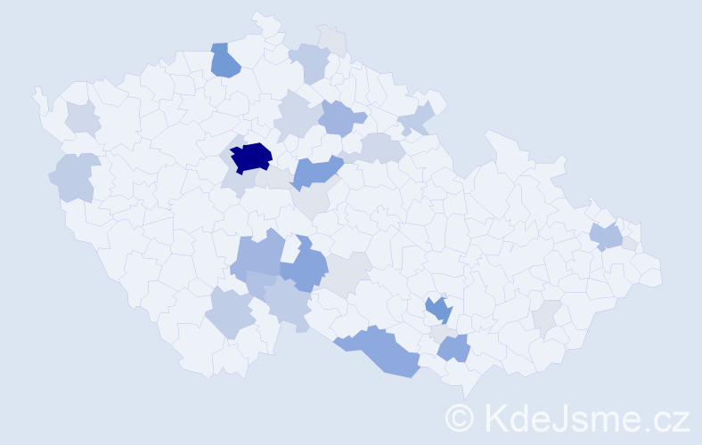 Příjmení: 'Hanzálek', počet výskytů 126 v celé ČR