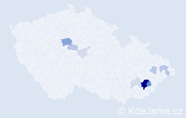 Příjmení: 'Mahďáková', počet výskytů 38 v celé ČR