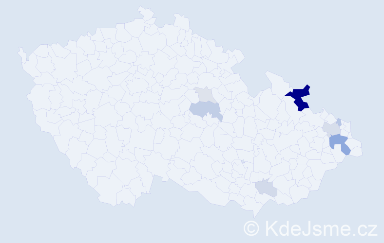 Příjmení: 'Gusty', počet výskytů 25 v celé ČR