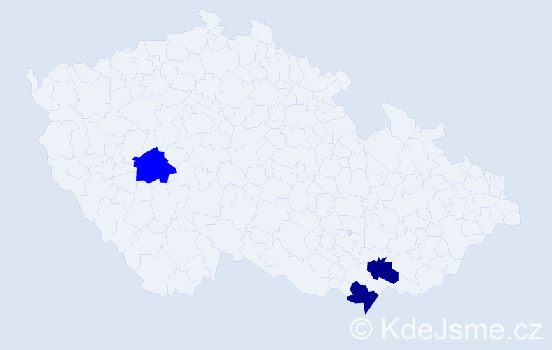 Příjmení: 'Čergeová', počet výskytů 5 v celé ČR
