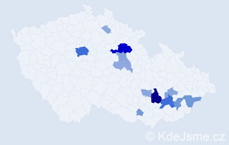 Příjmení: 'Tilšer', počet výskytů 49 v celé ČR