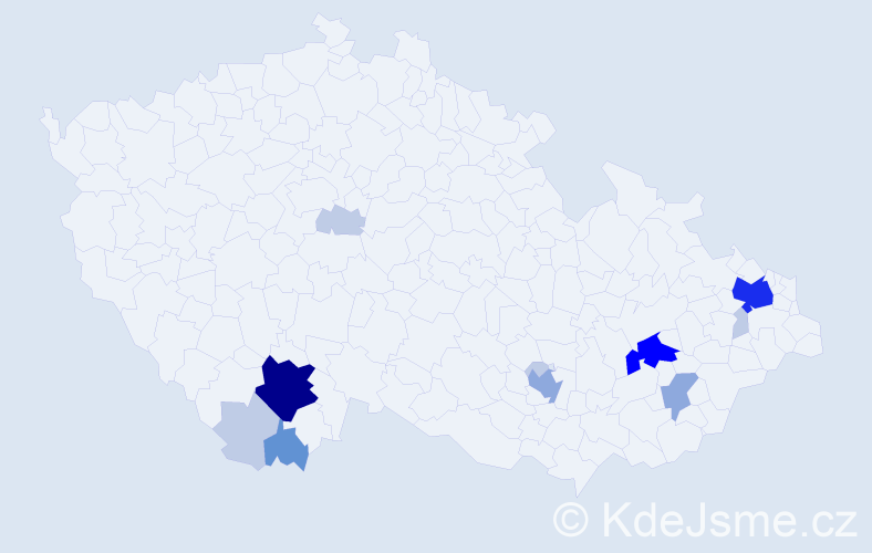 Příjmení: 'Netočná', počet výskytů 37 v celé ČR