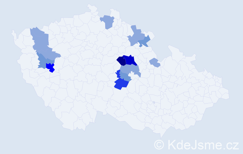 Příjmení: 'Danielková', počet výskytů 48 v celé ČR