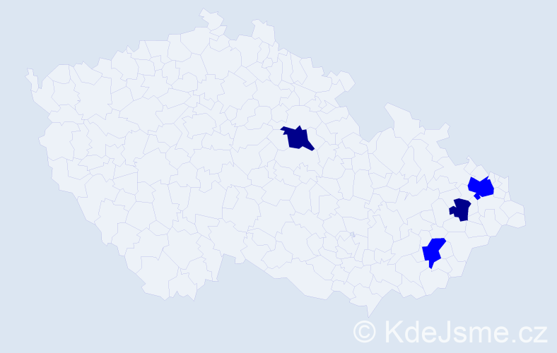 Příjmení: 'Přibylák', počet výskytů 6 v celé ČR