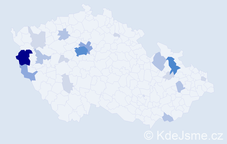 Příjmení: 'Kopča', počet výskytů 53 v celé ČR