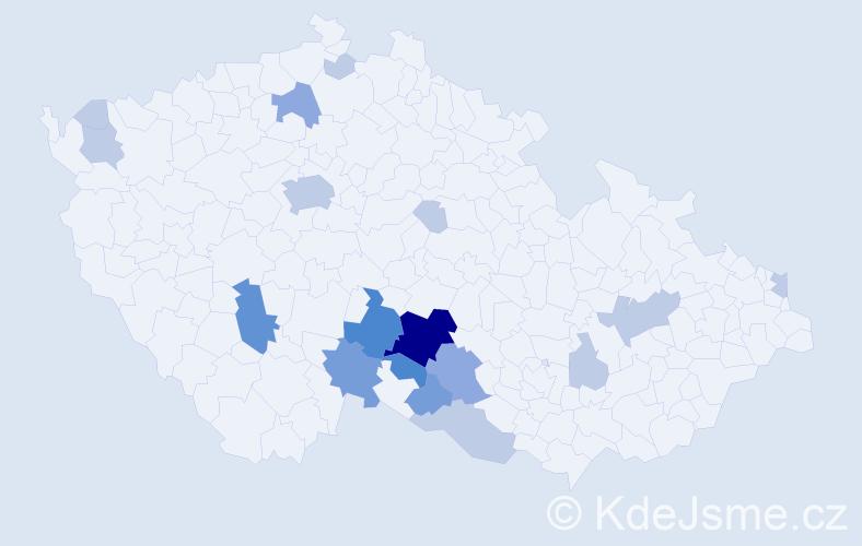 Příjmení: 'Kochrdová', počet výskytů 43 v celé ČR