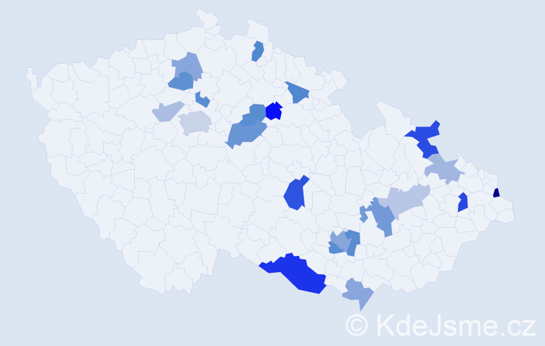 Příjmení: 'Balušíková', počet výskytů 38 v celé ČR
