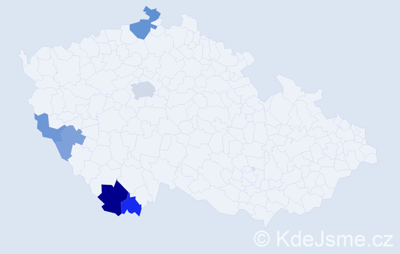 Příjmení: 'Waldauf', počet výskytů 12 v celé ČR