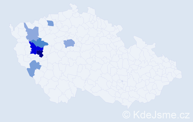 Příjmení: 'Parlásek', počet výskytů 22 v celé ČR