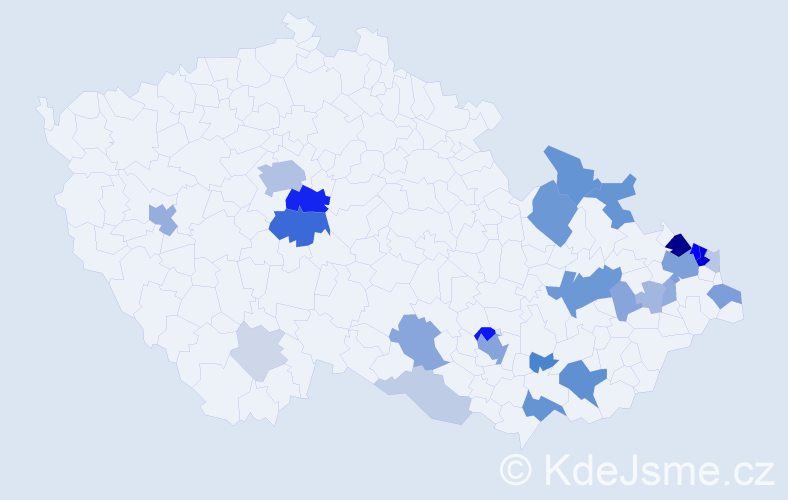 Příjmení: 'Jordan', počet výskytů 82 v celé ČR