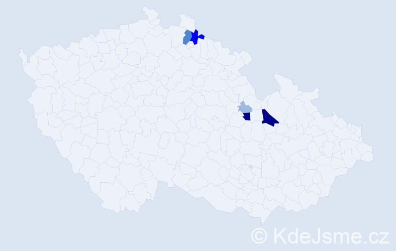 Příjmení: 'Vulcová', počet výskytů 14 v celé ČR