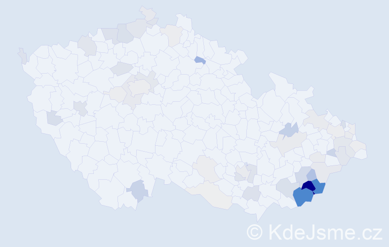 Příjmení: 'Mudrák', počet výskytů 185 v celé ČR