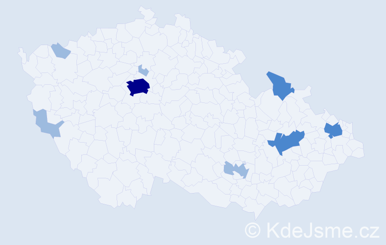 Příjmení: 'Hutka', počet výskytů 15 v celé ČR