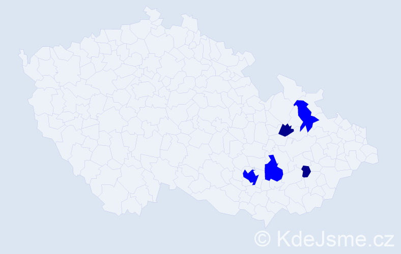 Příjmení: 'Entr', počet výskytů 7 v celé ČR