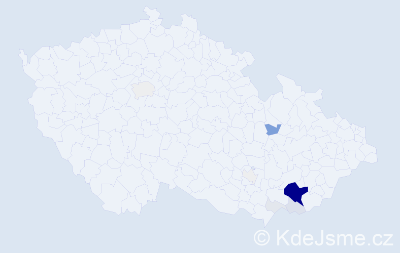 Příjmení: 'Běhávková', počet výskytů 54 v celé ČR