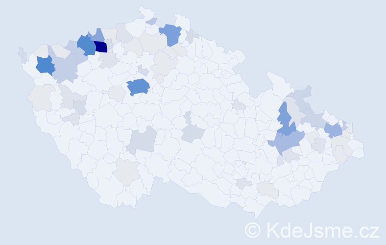 Příjmení: 'Cicko', počet výskytů 284 v celé ČR