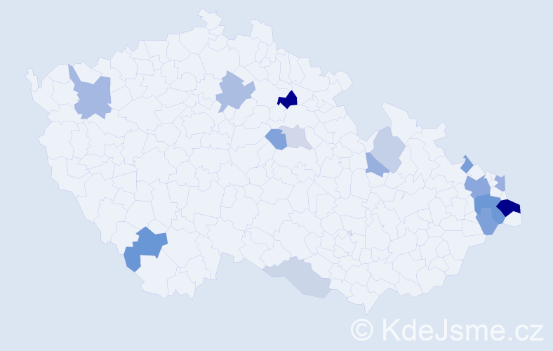 Příjmení: 'Kavulok', počet výskytů 39 v celé ČR