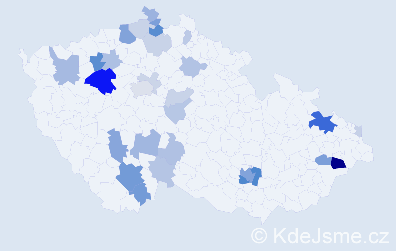 Příjmení: 'Mendel', počet výskytů 77 v celé ČR