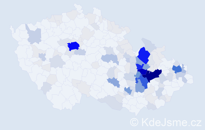 Příjmení: 'Vařeková', počet výskytů 543 v celé ČR
