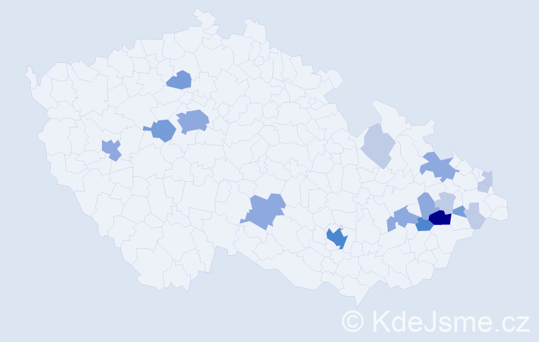 Příjmení: 'Slimáčková', počet výskytů 46 v celé ČR
