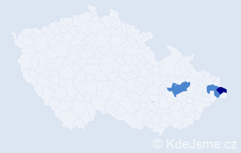 Příjmení: 'Prokeszová', počet výskytů 8 v celé ČR