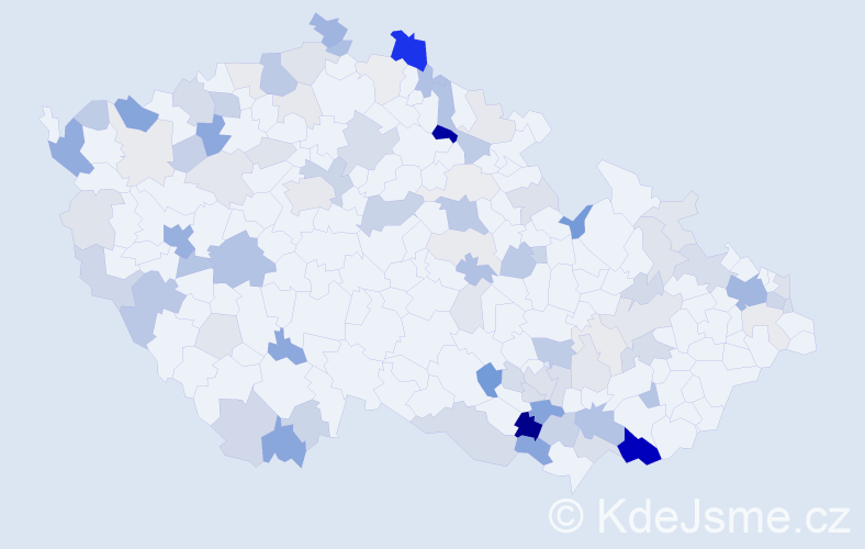 Příjmení: 'Kohút', počet výskytů 270 v celé ČR