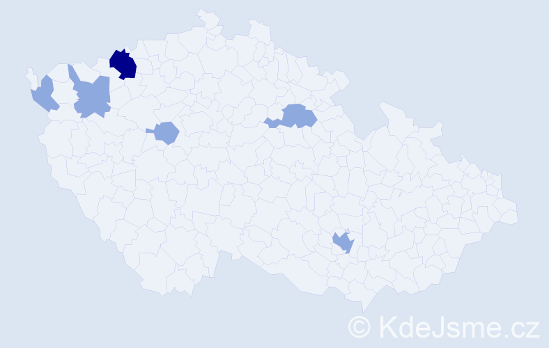 Příjmení: 'Rigdová', počet výskytů 11 v celé ČR
